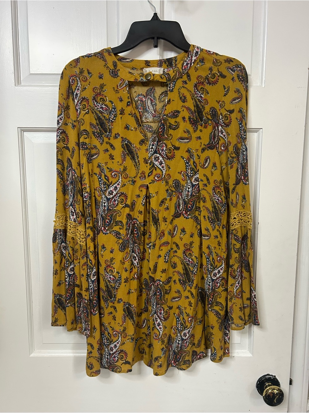 Altar'd State Mustard Paisley Long-Sleeve Tunic